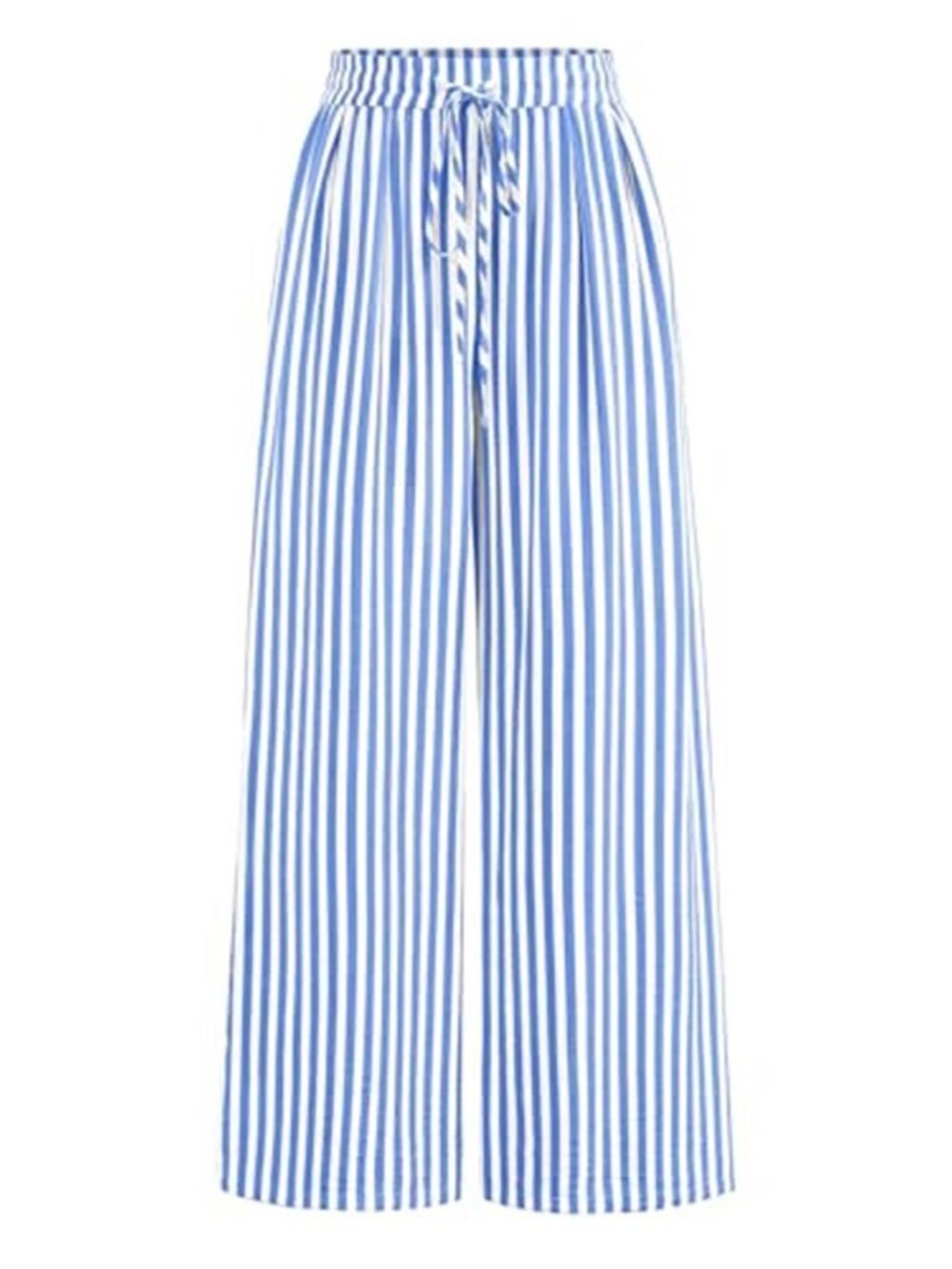 Womens Floral Wide Leg Pants Elastic Waist Palazzo Pants Flowy Beach Vacation